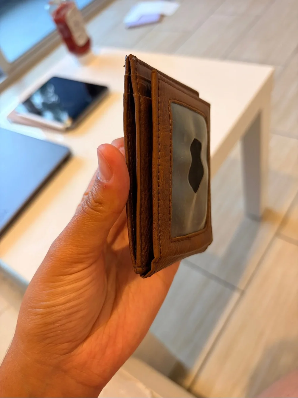 Levi's Brown Leather Wallet - Slim Front Pocket